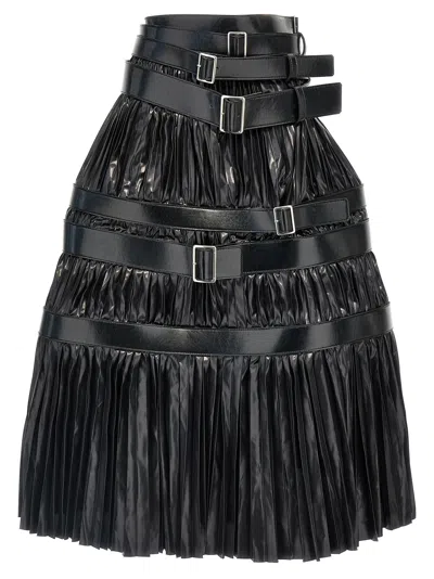 Junya Watanabe Pleated Skirt With Belts Skirts In Black