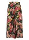 Junya Watanabe Flower Pattern Printed Pleated Midi Skirt In Black