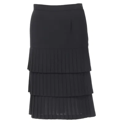 Junya Watanabe Pleated Tiered Hem Pencil Skirt In Black