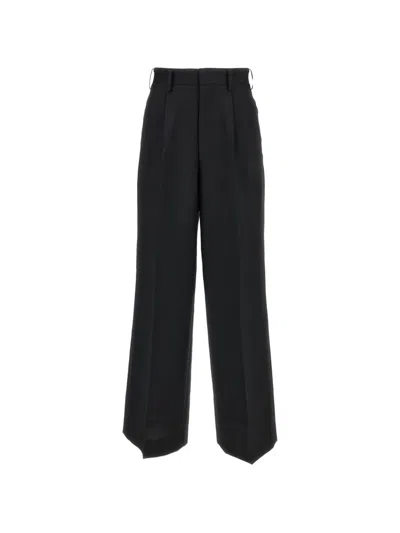 Junya Watanabe High-rise Wide-leg Wool Trousers With Pressed Crease In Black
