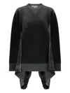 Junya Watanabe Pleated Velvet Crewneck Sweatshirt In Black