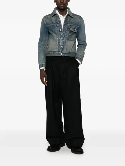 Junya Watanabe Pleated Wide-leg Trousers In Black