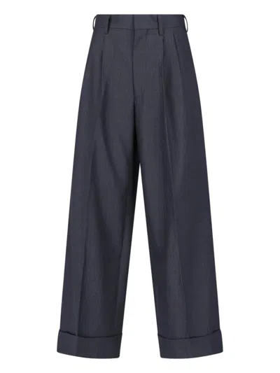 Junya Watanabe Pleated Wide-leg Trousers In Grey