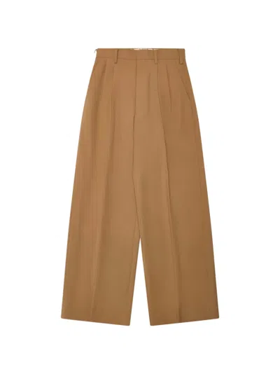 Junya Watanabe Pleated Wide-leg Trousers In Brown