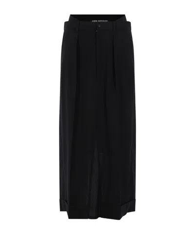 Junya Watanabe Pleated-detail Skirt With A Rolled Hem In Black