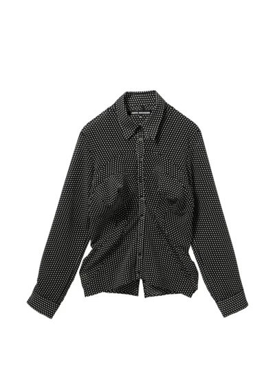 Junya Watanabe Silk-effect Polka Dot Shirt With Asymmetric Hem In Multi