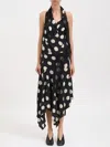 Junya Watanabe Polka Dot Halter Midi Dress Asymmetric Lace In Multi