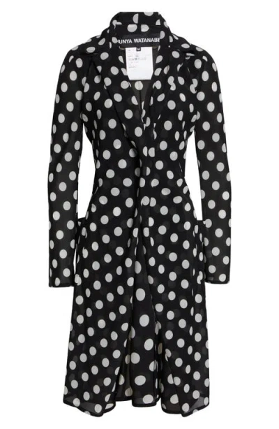 Junya Watanabe Polka Dot Georgette Cutaway Jacket In Black