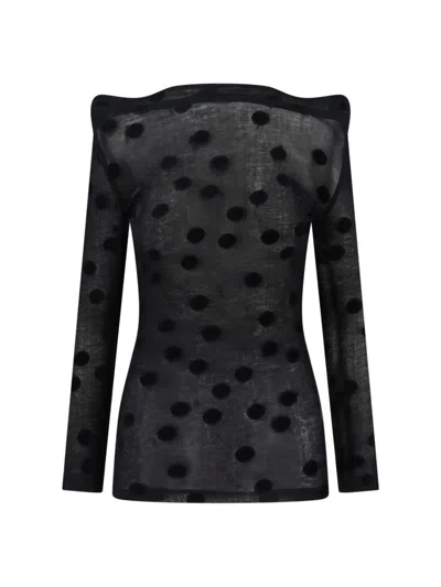 Junya Watanabe Polka-dot Flocked Cotton-jersey Blouse In Multi