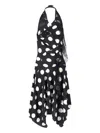 Junya Watanabe Polka Dot Halter Midi Dress Asymmetric Lace In Black