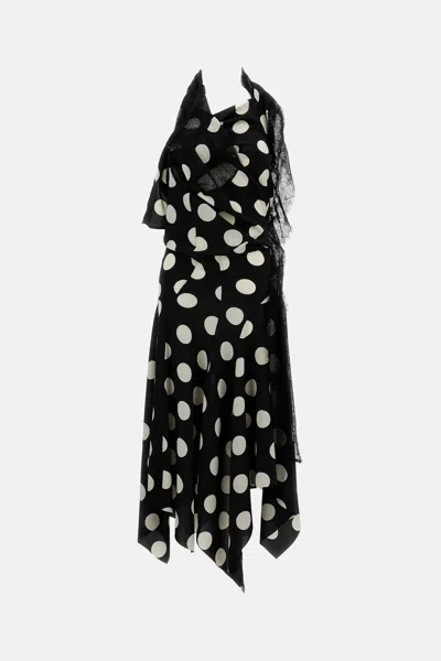 Junya Watanabe Polka Dot Midi Dress In Black
