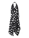 Junya Watanabe Polka Dot Halter Midi Dress Asymmetric Lace In Black