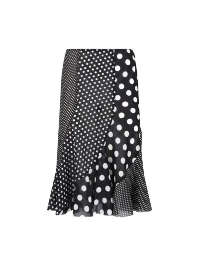 Junya Watanabe Polka Dot Midi Skirt In Black