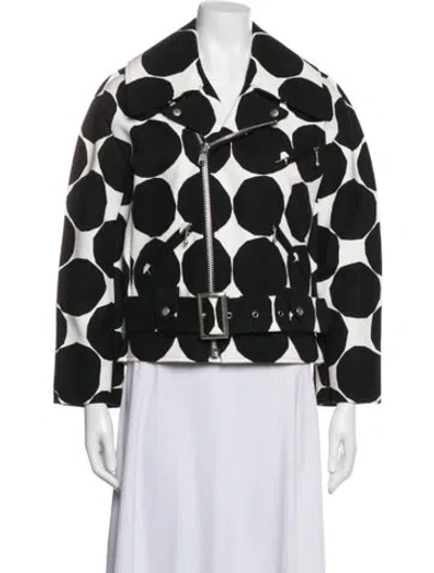 Pre-owned Junya Watanabe Polka Dot Print Biker Jacket In Black