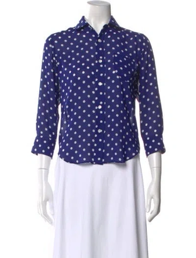 Pre-owned Junya Watanabe Polka Dot Print Three-quarter Sleeve Blouse In Blue