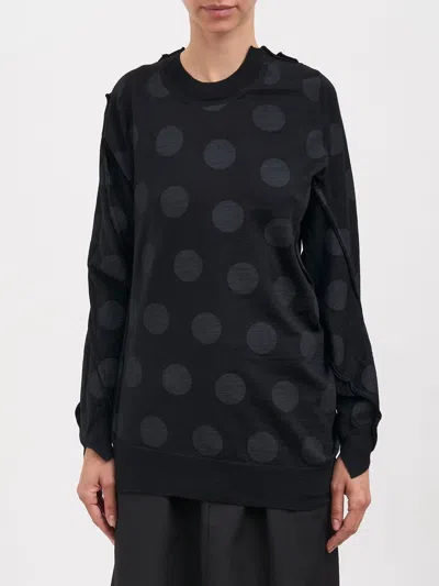 Junya Watanabe Polka Dot Wool Sweater In Black