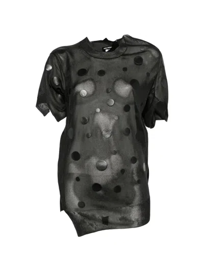 Junya Watanabe Polka-dot Asymmetric T-shirt In Black