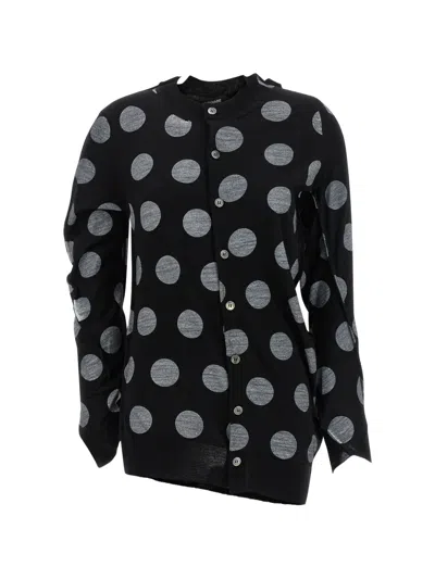 Junya Watanabe Crewneck Knitwear Polka Dot Long Sleeves In Black