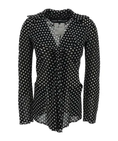 Junya Watanabe Polka-dot Fitted Blouse In Black