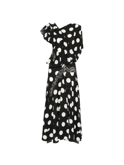 Junya Watanabe Polka-dot Laced Maxi Dress In Black