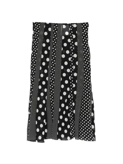 Junya Watanabe Polka-dot Pleated Midi Skirt In Multi