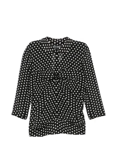 Junya Watanabe Polka-dot Ruched Blouse In Black