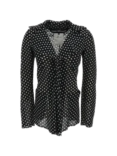 Junya Watanabe Polka-dot Sheer Shirt In Black