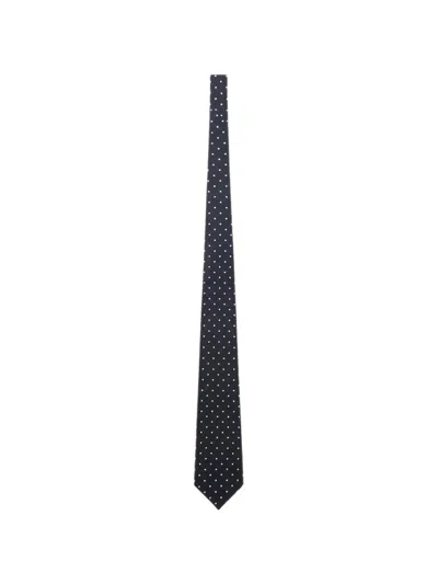 Junya Watanabe Polka-dot Silk Tie In Black
