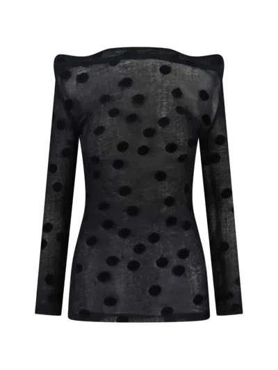 Junya Watanabe 폴카 도트 티셔츠 In Black