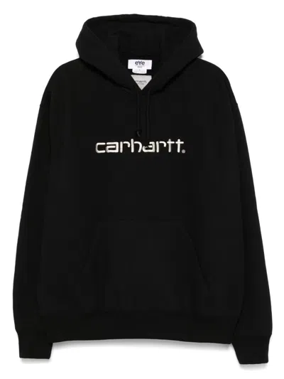 Junya Watanabe Printed Cotton Hoodie In Black