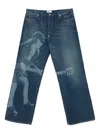 Junya Watanabe Graphic Print Trousers With Adjustable Strap And Five Pockets In Blue