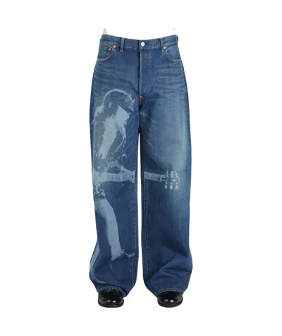 Junya Watanabe Printed Jeans In Blue