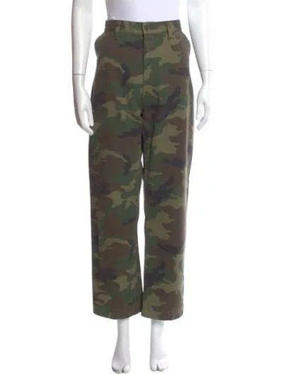 Pre-owned Junya Watanabe Printed Wide Leg Pants In Green