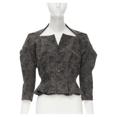 Pre-owned Junya Watanabe Rare  1999 Grey Floral Lace Jacquard Transformable Jacket M In Gray