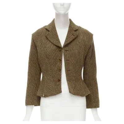 Pre-owned Junya Watanabe Rare  1999 Runway Brown Tweed Herringbone Transformable Jacket M