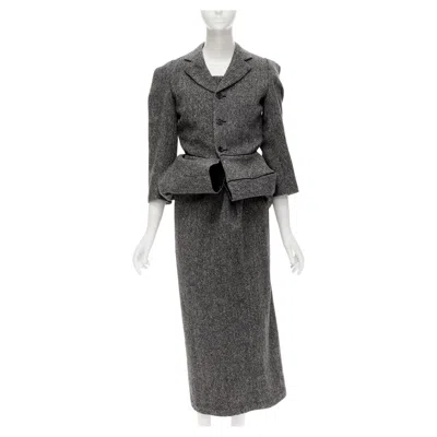 Pre-owned Junya Watanabe Rare  1999 Vintage Grey Tweed Convertible Blazer Dress Look S In Gray