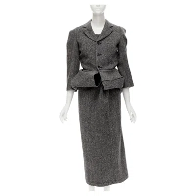 Pre-owned Junya Watanabe Rare  1999 Vintage Grey Tweed Convertible Blazer Dress Look S In Gray