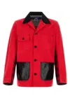 Junya Watanabe Denim Jacket With Checkered Pattern And Pockets In Red