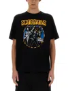 Junya Watanabe Cotton Scorpions Crew Neck T-shirt With Print In Black