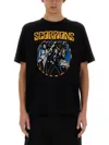 Junya Watanabe Cotton Scorpions Crew Neck T-shirt With Print In Black