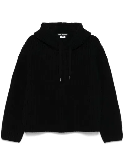 Junya Watanabe Ribbed-knit Hoodie In Black