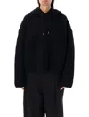 Junya Watanabe Cable Knit Hooded Drawstring In Black