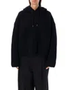 Junya Watanabe Cable Knit Hooded Drawstring In Black