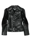 Junya Watanabe Ribbed-panel Faux-leather Jacket In Black