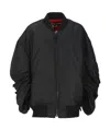 Junya Watanabe Oversized Bomber Jacket With Ruched Sleeves In Black