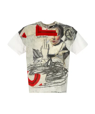 Junya Watanabe Round Collar Printed T-shirt In White