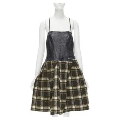 Pre-owned Junya Watanabe Runway  2005 Black Lacquered Bust Green Tweed Cocktail Dress M