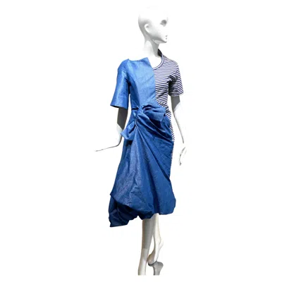 Pre-owned Junya Watanabe Runway  Comme Des Garçons 2017 Denim Knit Dress, Size S In Blue