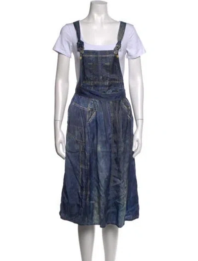 Pre-owned Junya Watanabe Scoop Neck Midi Length Dress In Blue