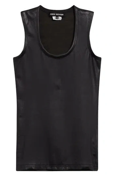 Junya Watanabe Black Round Neck Tank Top In Black X Black